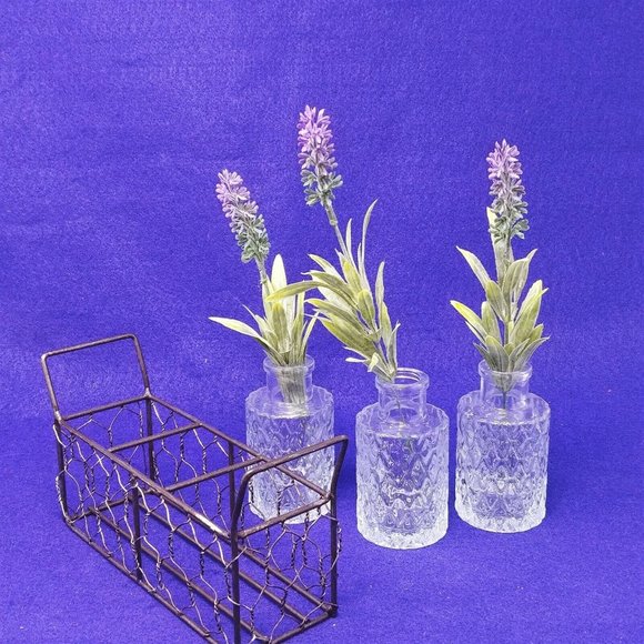 Wire Mesh Basket Glass Bottles Craft Wedding Farmhouse Shabby Chic Rustic - Picture 6 of 11